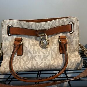 Michael Kors Cream and Brown Satchel